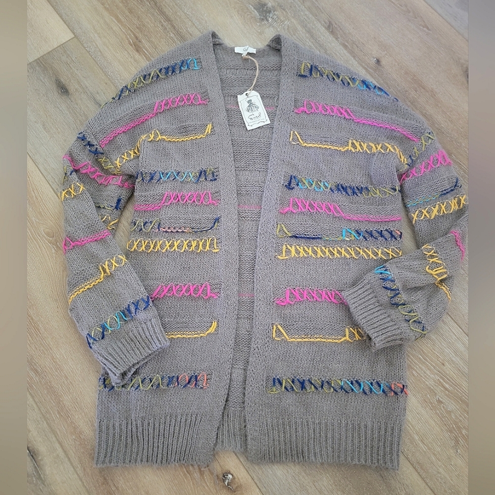 Easel neon stitching cardigan